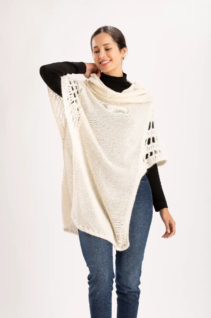 [06-022C] Chompa "Salar" 2 Psz jersey cuello tortuga  (Blanco)